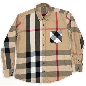 Burberry Brit Mens Shirt Nova Check Print Size Medium Long Sleeve Button Down